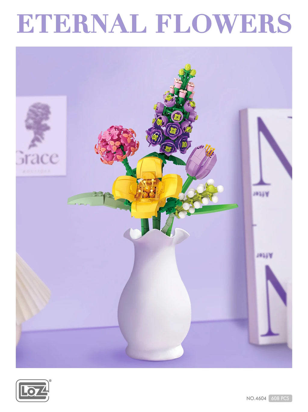 LOZ-1661 serie de plantas, bloque de construcción de simulación, maceta, cerezo suculento, modelo para el hogar, decoración, juguete de bloques de construcción para niña