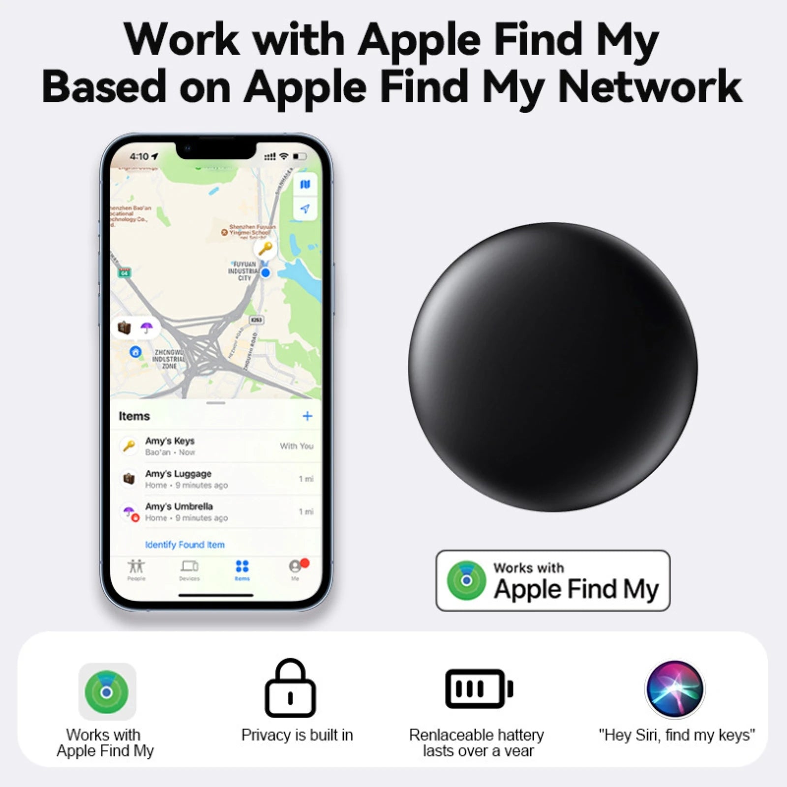 Rastreador Bluetooth para Mascotas Compatible con Apple Find My