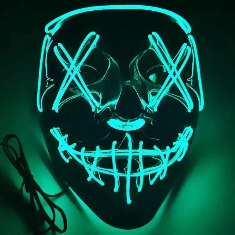 Máscara Led Halloween Carnaval Navidad Fiesta de disfraces Club nocturno Máscara temática de película luminosa La purga Máscara de cosplay brillante