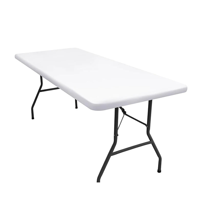 LMETJMA Mantel rectangular, manteles elásticos ajustados para mesas de 6 pies, cubierta de mesa plegable de poliéster lavable JT898