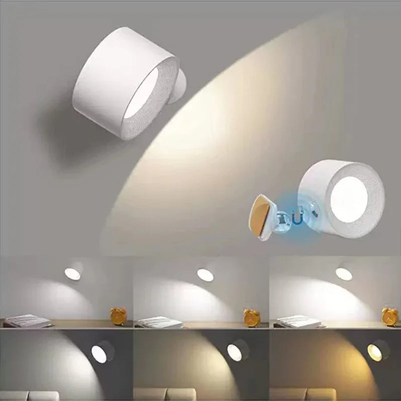 Apliques de Pared LED, Lámparas Montadas con Batería Recargable Dim 3 Brillo Carga Removible 360 ° Gire la bola magnética