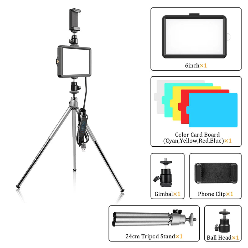 Luz LED Regulable para Video y Fotografía con Trípode 6/8"