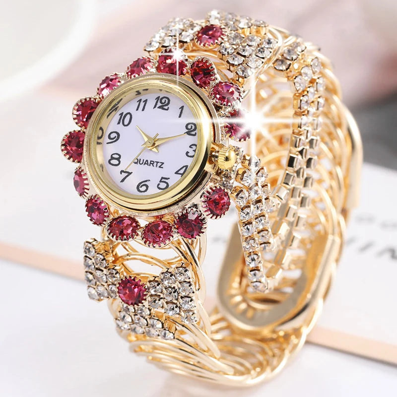 Reloj de Cuarzo de Lujo con Brazalete Dorado Mujer