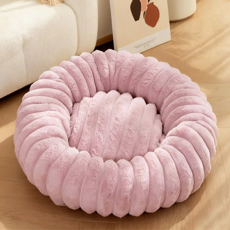 Cama Donut para Gatos y Perros Pequeños con Felpa Suave