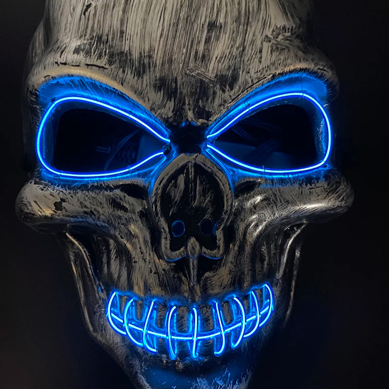 Máscara de calavera malvada, mascarada de Carnaval de Halloween, Casa Encantada, decoración aterradora, esqueleto de Cosplay, Fiesta Temática aterradora, máscara iluminada
