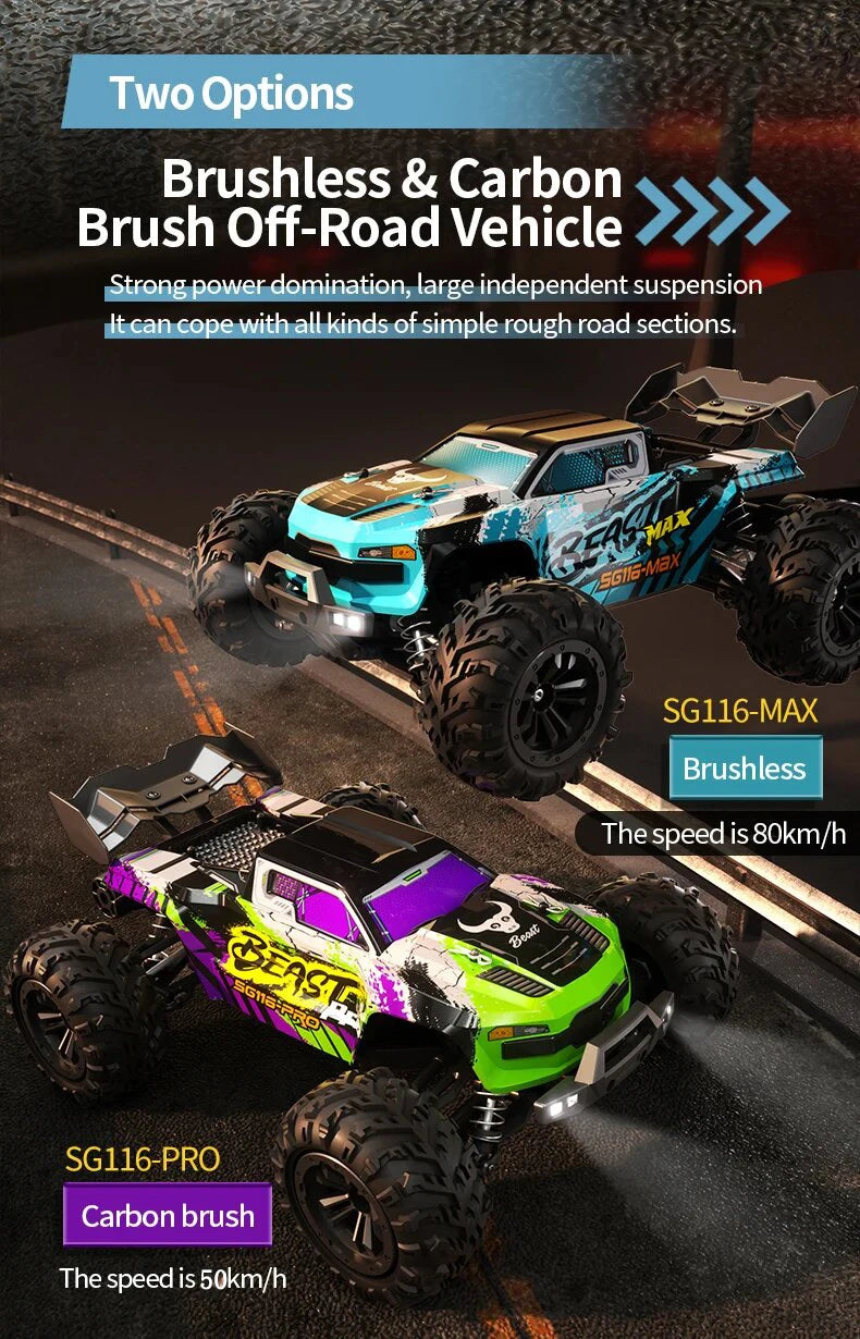 Auto RC Alta Velocidad SG116MAX 80KM/H 4WD Todoterreno 1:16