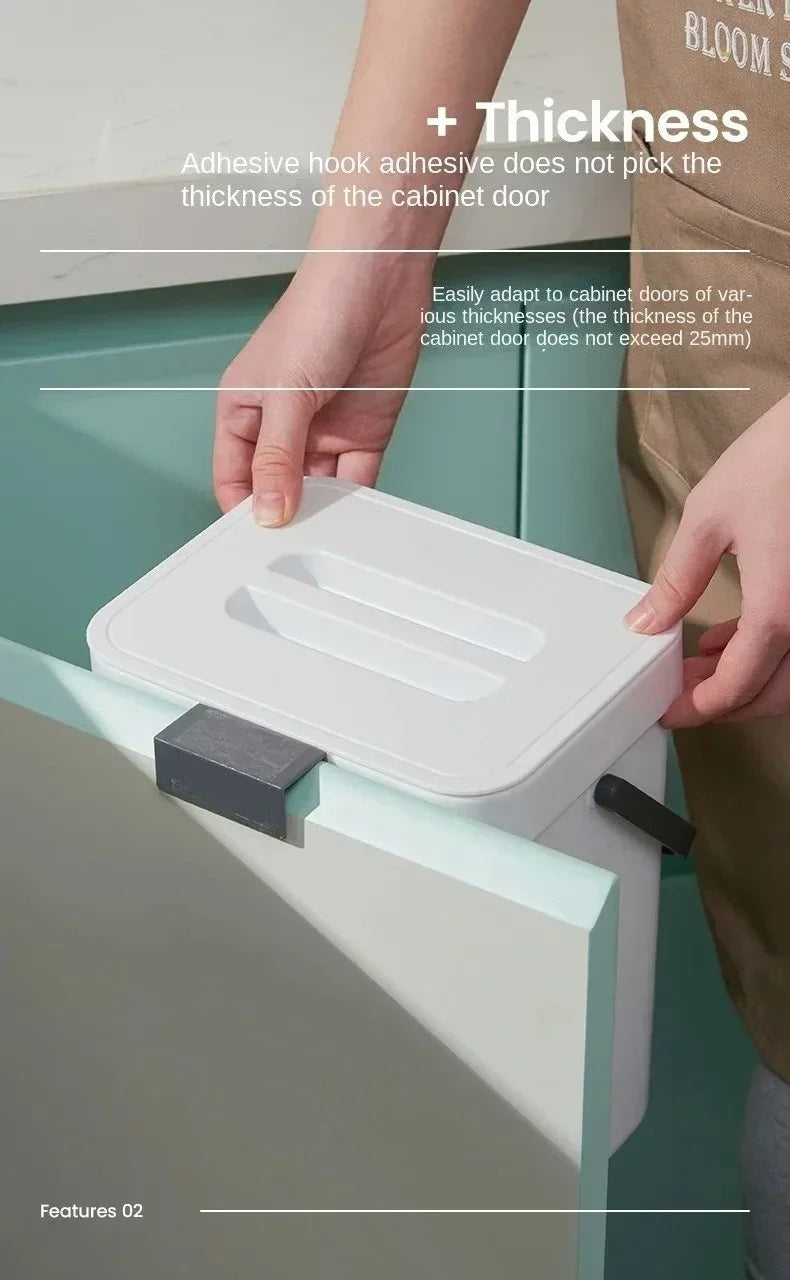 Cubo de basura colgante con tapa silenciosa de 3L a 12L para cocina y baño
