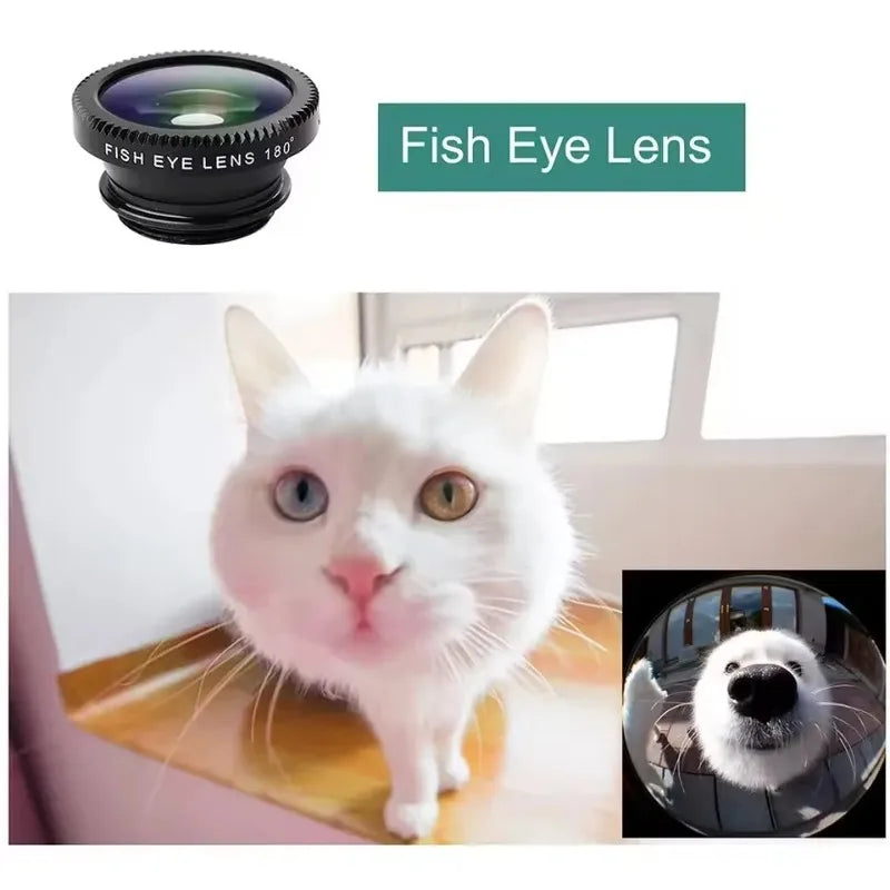 Kit de Lentes para Teléfono Gran Angular y Ojo de Pez HD