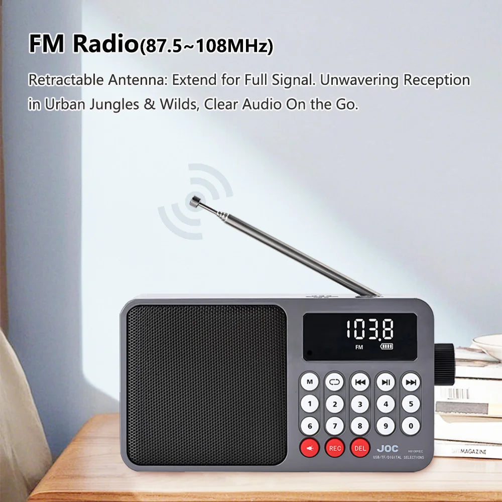 Radio FM Solar, Altavoz Bluetooth portátil con luz LED, compatible con grabación de tarjetas TF, reproducción USB, altavoz inalámbrico, Radio, receptor FM
