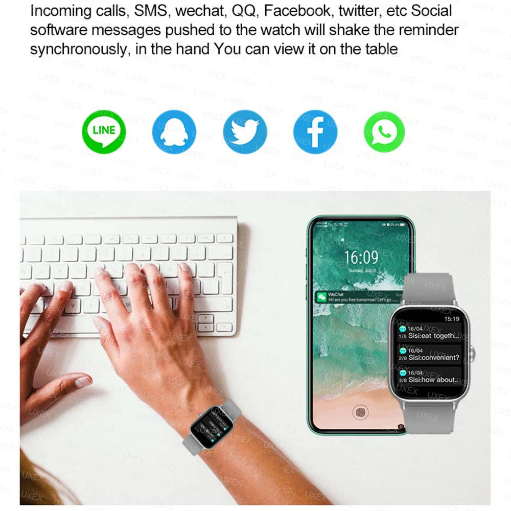 Reloj inteligente Plus para hombres y mujeres, reloj deportivo con pantalla completamente táctil, llamada Bluetooth, teléfono Android, reloj inteligente multidial Digital