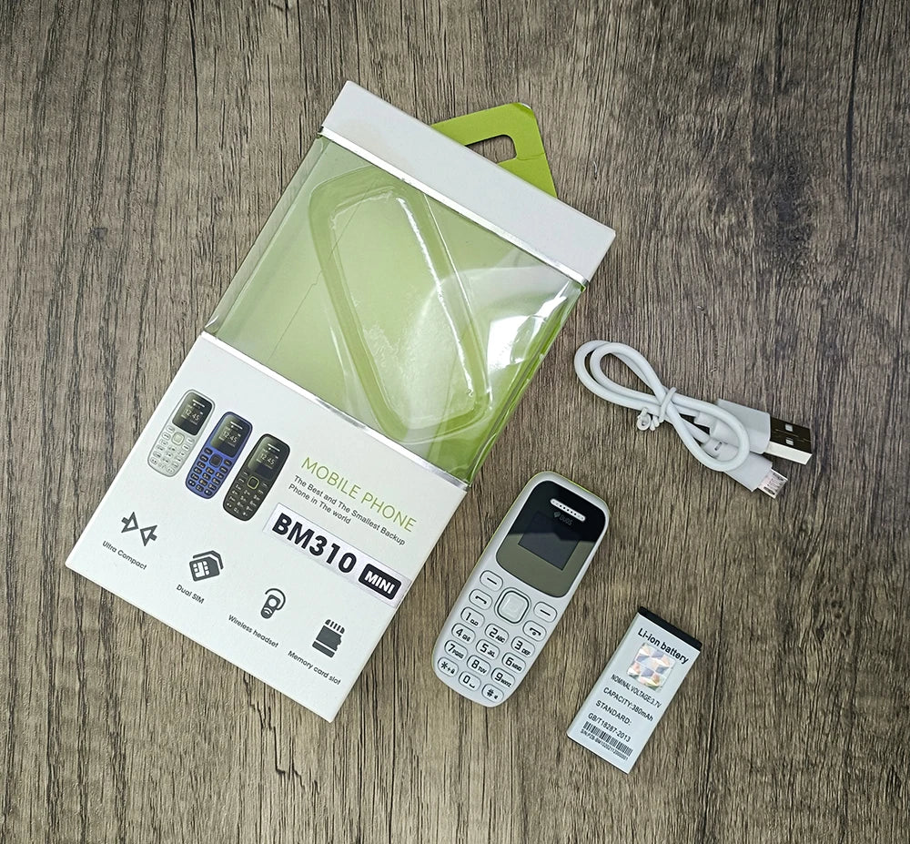 BM310 teléfonos móviles pequeños desbloqueados auriculares Bluetooth teléfono baja radiación grabación automática de llamadas Dual SIM teléfono celular pequeño