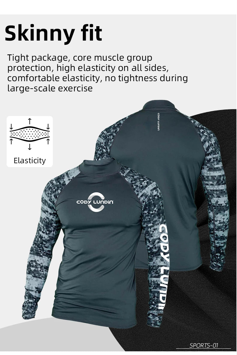 Camiseta de Compresión UV para Hombre, Surf y Natación