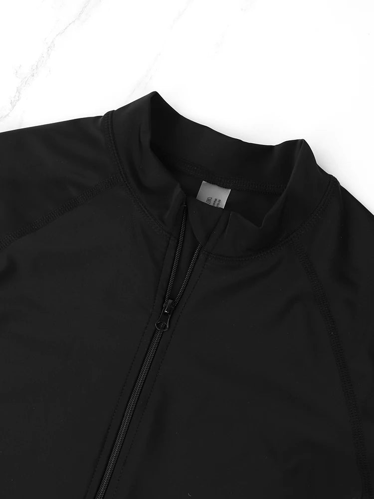 Traje de baño de una pieza con cremallera para mujer, estilo deportivo de playa de verano, nuevo traje de surf de manga larga con cremallera, traje de baño de una pieza para mujer