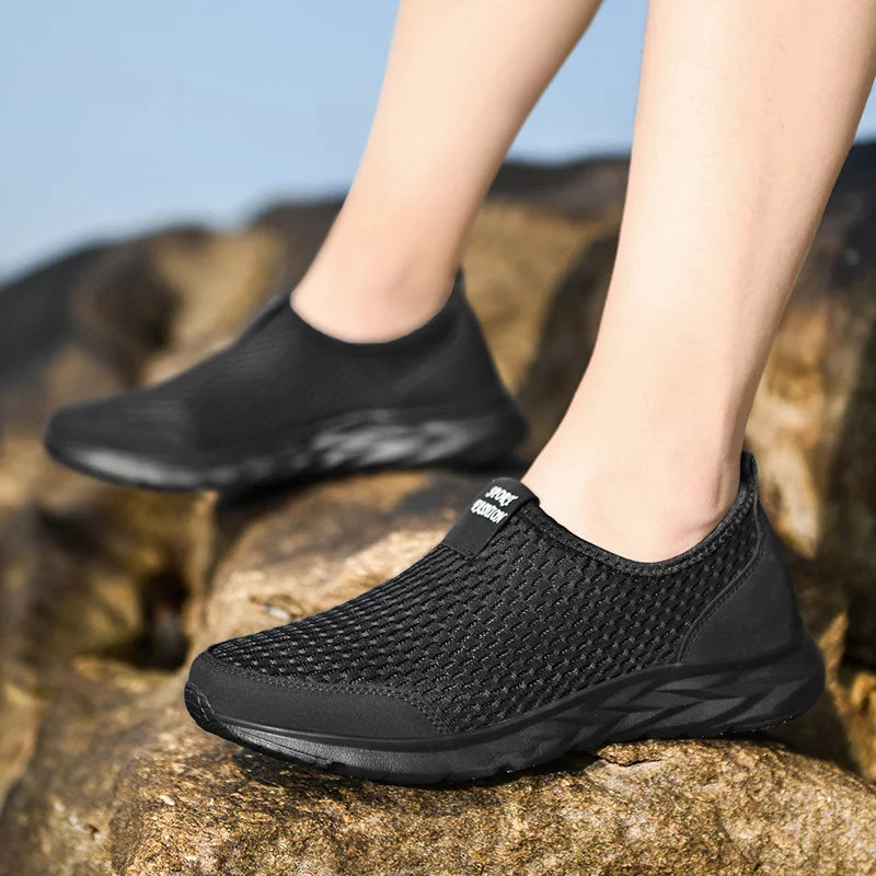 YRZL, zapatillas de deporte para hombre, zapatos informales de malla transpirable para mujer, mocasines antideslizantes de talla grande para exteriores, zapatos de tenis ligeros para caminar para hombre