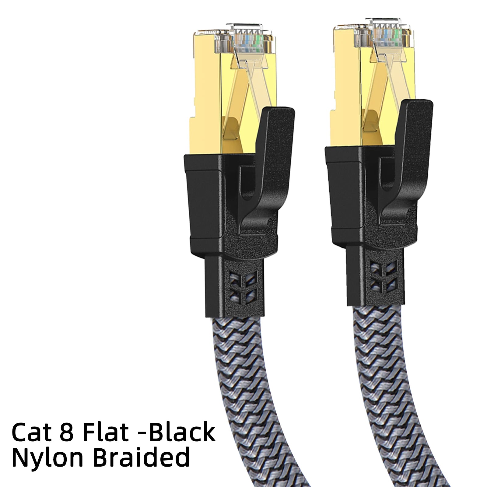 Cable Ethernet Cat 8 de 40 Gbps, Cable LAN RJ45 Plano con Trenzado de Nailon de 1M 2M 30M para Router, Módem, Laptop, PC, PS5, Cable CAT8 de Alta Velocidad