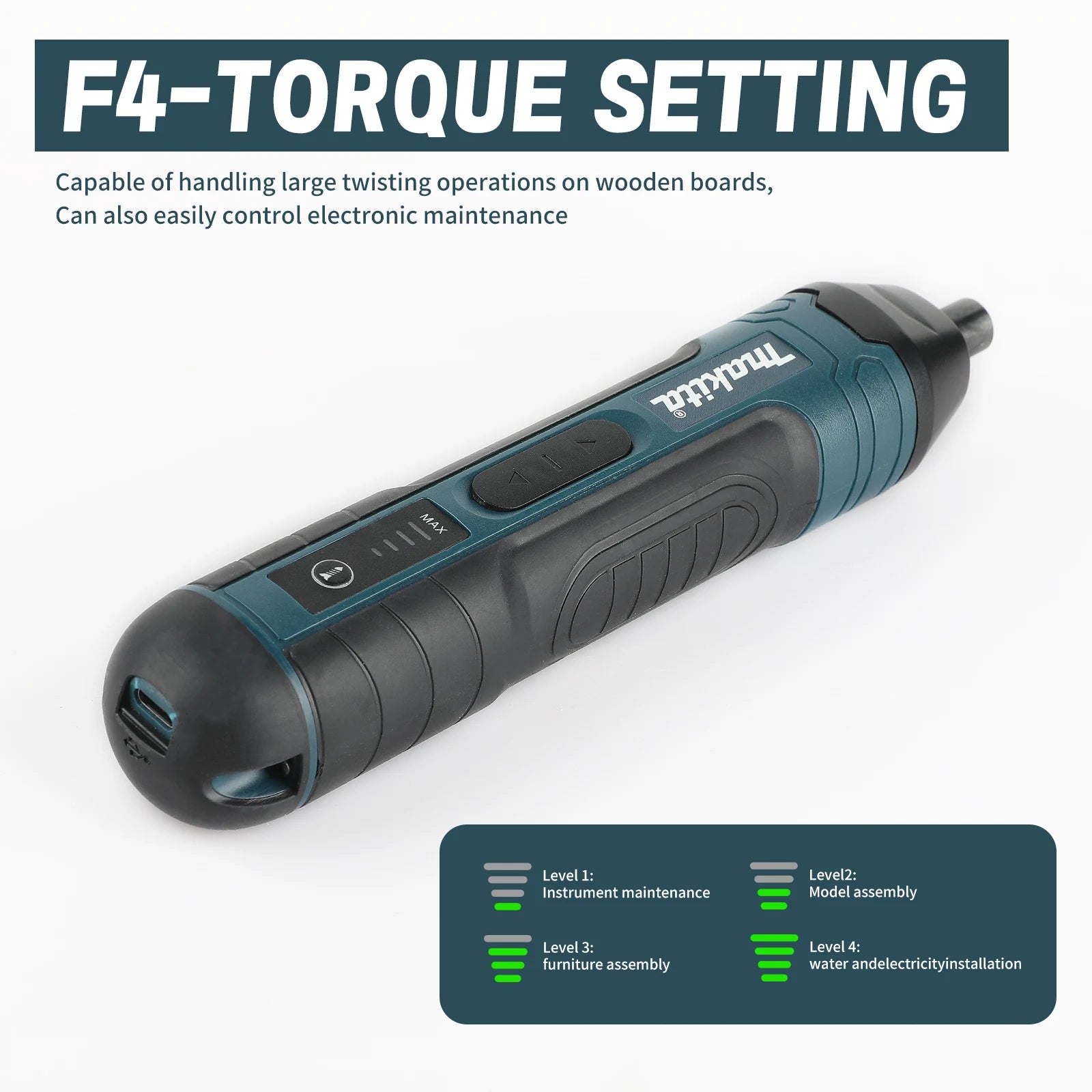 Destornillador Eléctrico Inalámbrico Makita |   3.6V 5N.m Torque |   Portabrocas de 1/4 de pulgada |   Batería de iones de litio de 1300 mAh. HT422