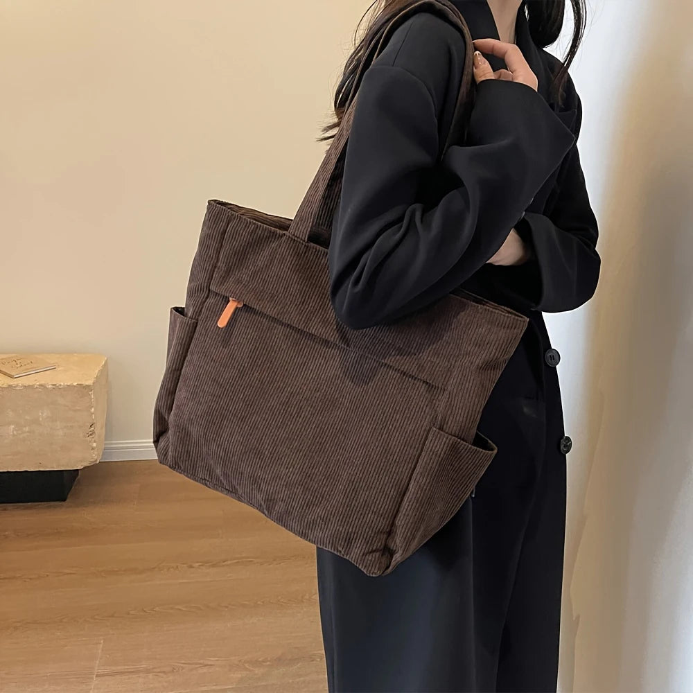 Bolso de Lona Polar de Gran Capacidad para Mujer