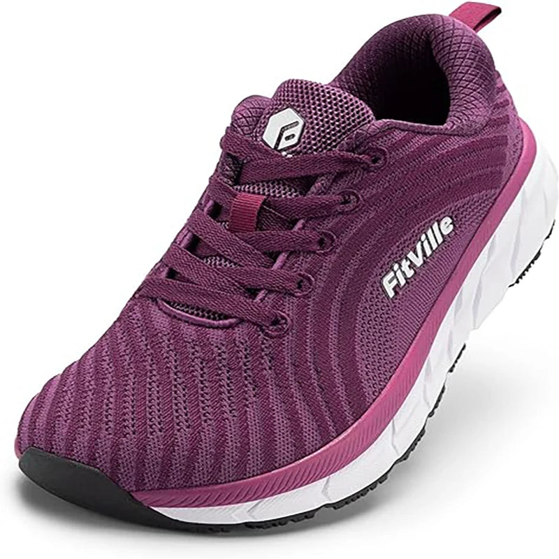 Zapatos FitVille con puntera ancha para mujer, transpirables, de ajuste amplio, ligeros para pies hinchados, con amortiguación para aliviar el dolor.