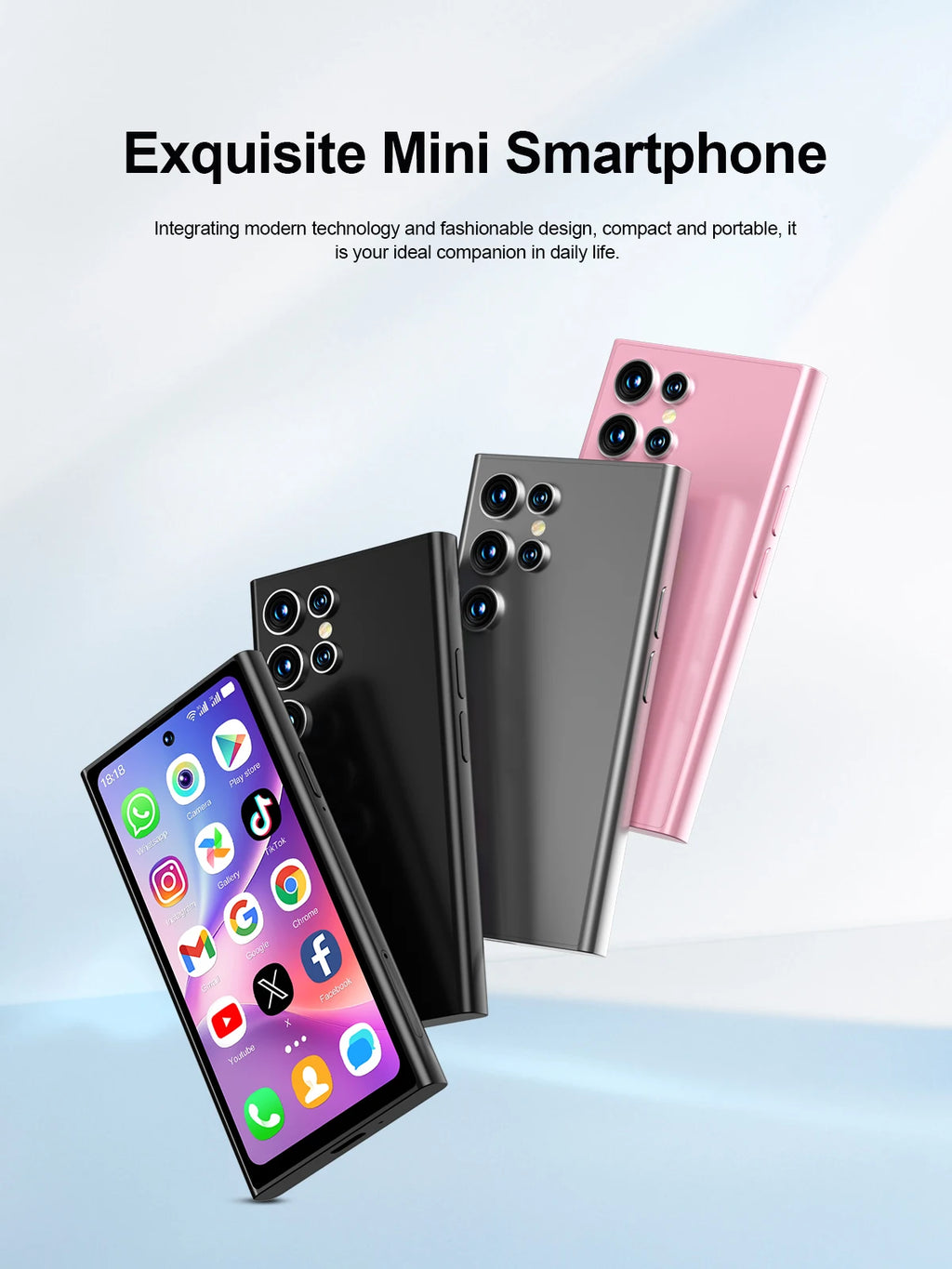 SERVO S27 MINI teléfono inteligente pequeño 4G LTE Android 12,0 OS 3GB + 64GB APP Store GPS 4,0 "pantalla completa de bolsillo teléfonos inteligentes 2 SIM en espera