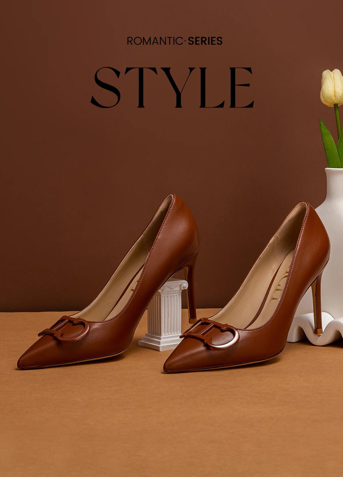 Zapatos de Tacón Alto con Hebilla Metálica y Punta Fina para Mujer 9cm