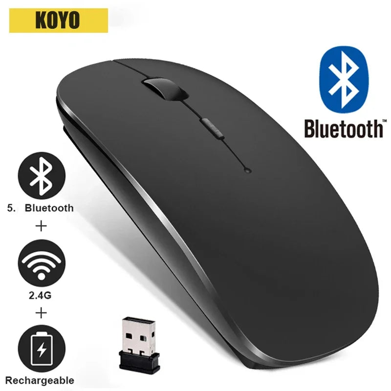 Ratón Bluetooth recargable, inalámbrico, Bluetooth, ordenador, silencioso, ergonómico, Mini ratón óptico de 2,4 Ghz para PC
