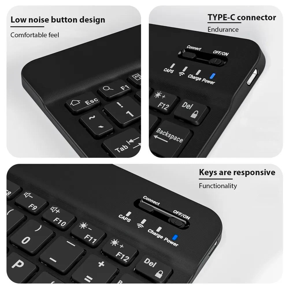 Teclado inalámbrico Bluetooth Universal para teléfono móvil, tableta, teclado y ratón, Mini teclado Bluetooth, accesorios para teclado Ipad