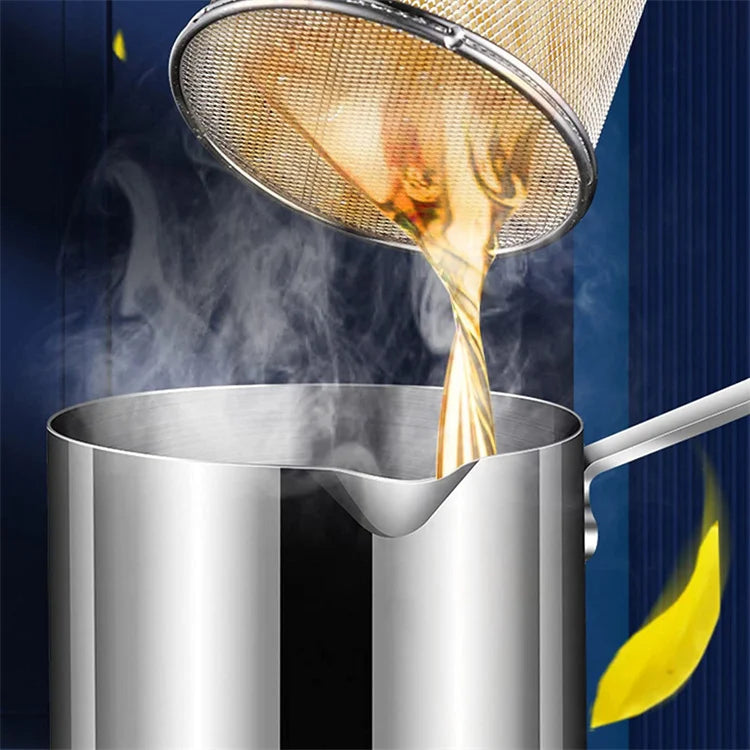 LMETJMA-Olla de freír profunda con colador, cesta Tong de acero inoxidable, olla de freír Tempura japonesa para patatas fritas, pollo KC0460