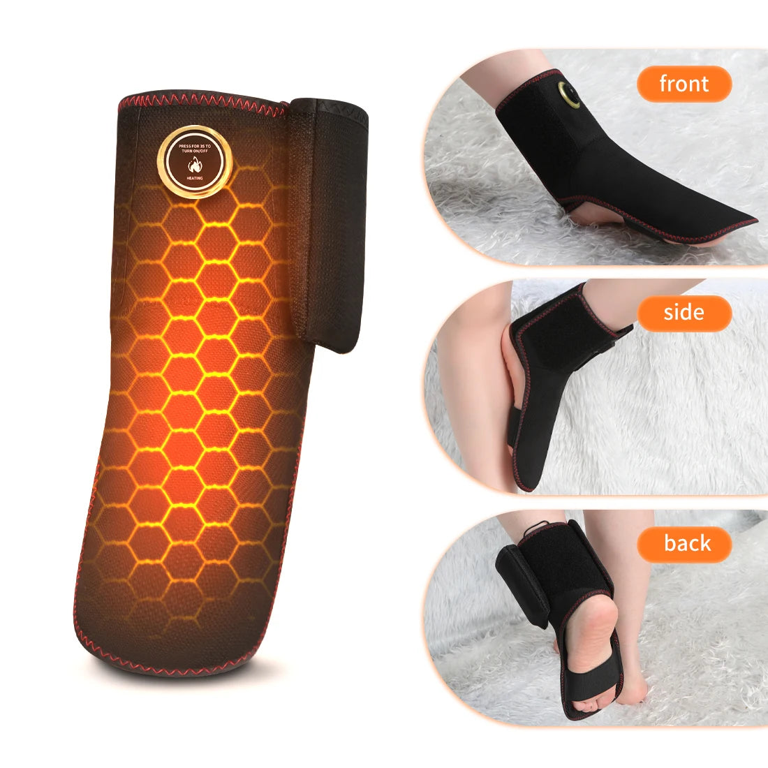 Almohadilla Térmica Inalámbrica para Tobillo, Masajeador Eléctrico con Vibración, Envoltura Térmica Recargable para Pies, Manos y Muñecas, Soporte Térmico para Muñeca y Tobillo