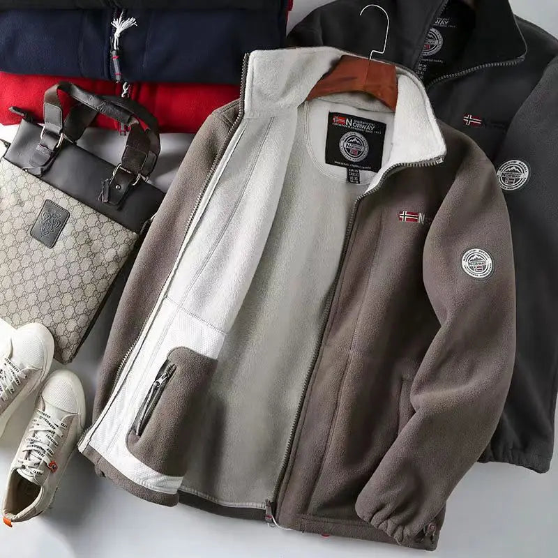Chaqueta de Polar para Hombre con Cremallera — Abrigo de Otoño e Invierno