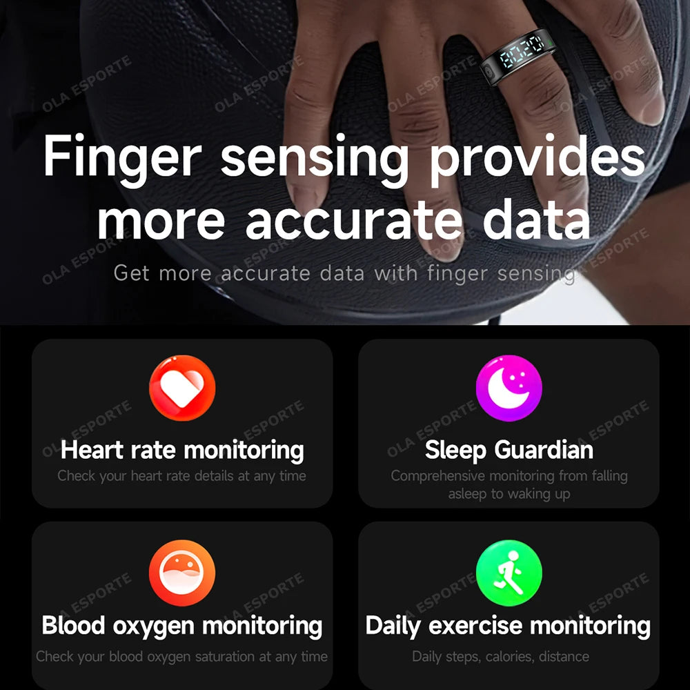 Nuevo Anillo Inteligente 2026 con Pantalla, Gestos, Video, Resistencia al Agua 5ATM, Cámara Remota, Monitoreo de Presión Arterial para Hombres y Mujeres
