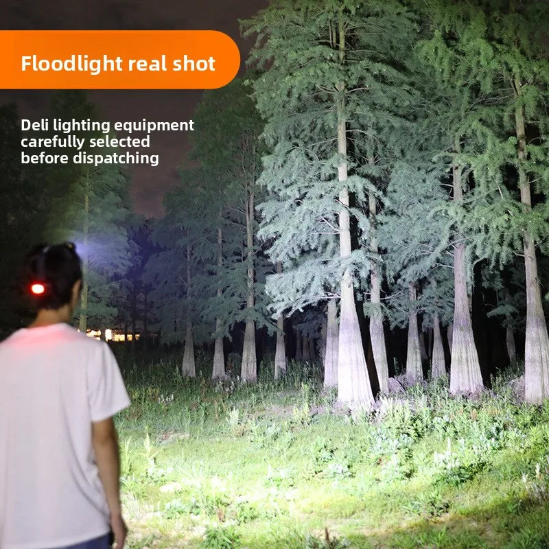 Linterna Frontal LED Recargable 2x18650 con Zoom, para Pesca y Camping