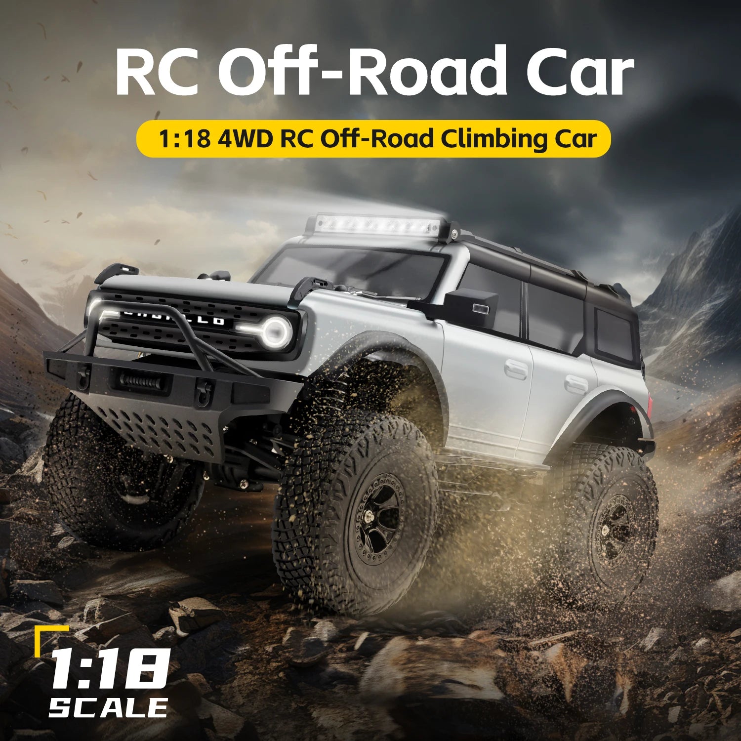 WLtoys 184023 1:18 Vehículo Todoterreno 4WD, Auto RC 2.4G RTR, Crawler Eléctrico a Control Remoto con Luces LED, Juguetes para Niños