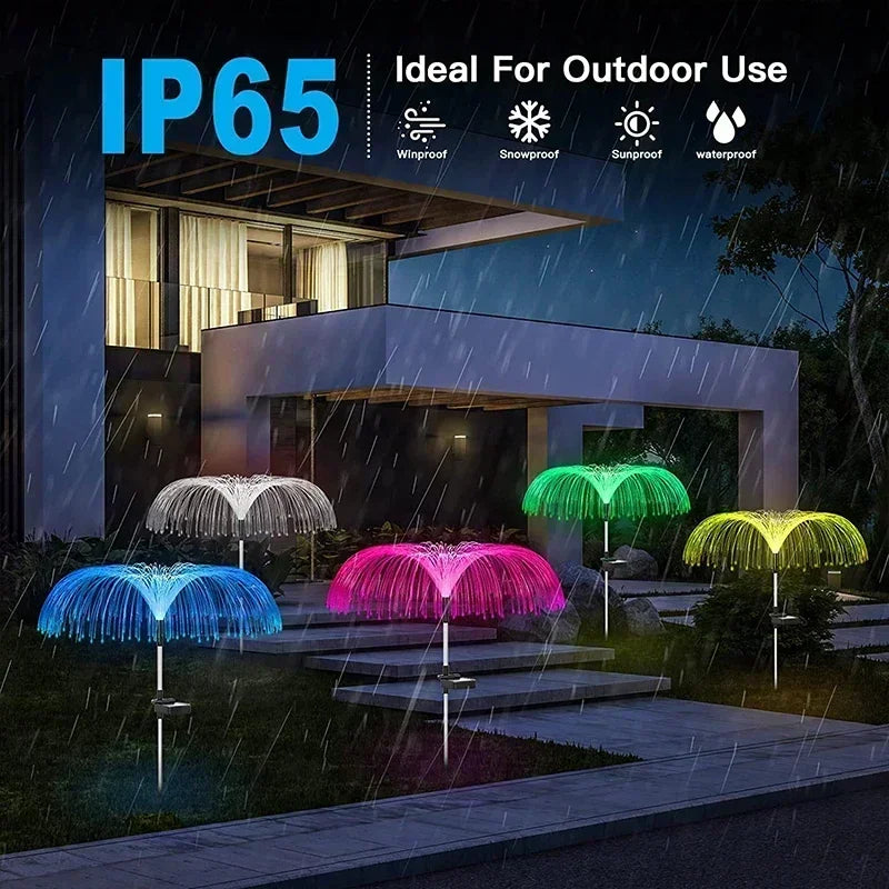Luces Solares de Jardín con Medusas de Fibra Óptica