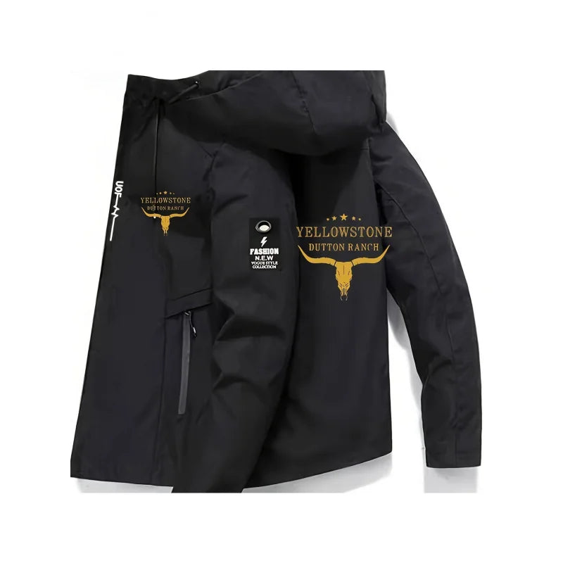 Chaqueta Estampada con Capucha para Hombre | Cierre Cremallera