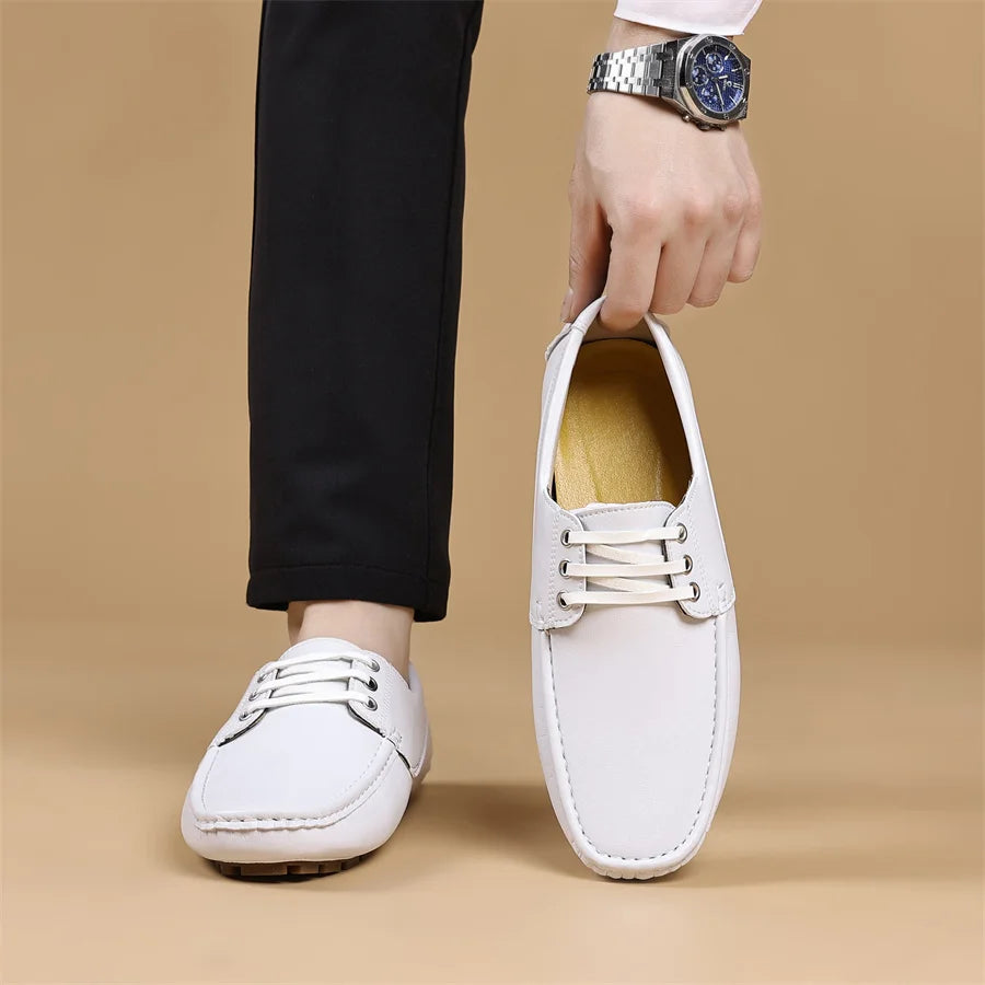 Zapatos Casuales de Piel Sintética Hechos a Mano para Hombre, Antideslizantes, Mocasines Cómodos para Conducir, Zapatos de Vestir para Oficina