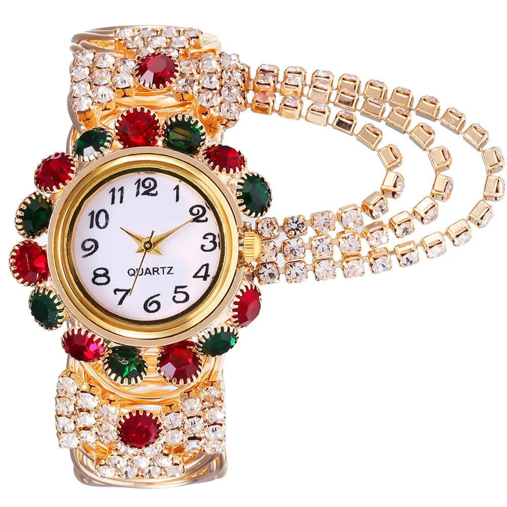 Reloj de Cuarzo de Lujo con Brazalete Dorado Mujer
