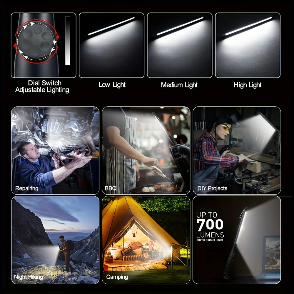 Lámpara de Trabajo LED COB Magnética Portátil Recargable 800 Lúmenes