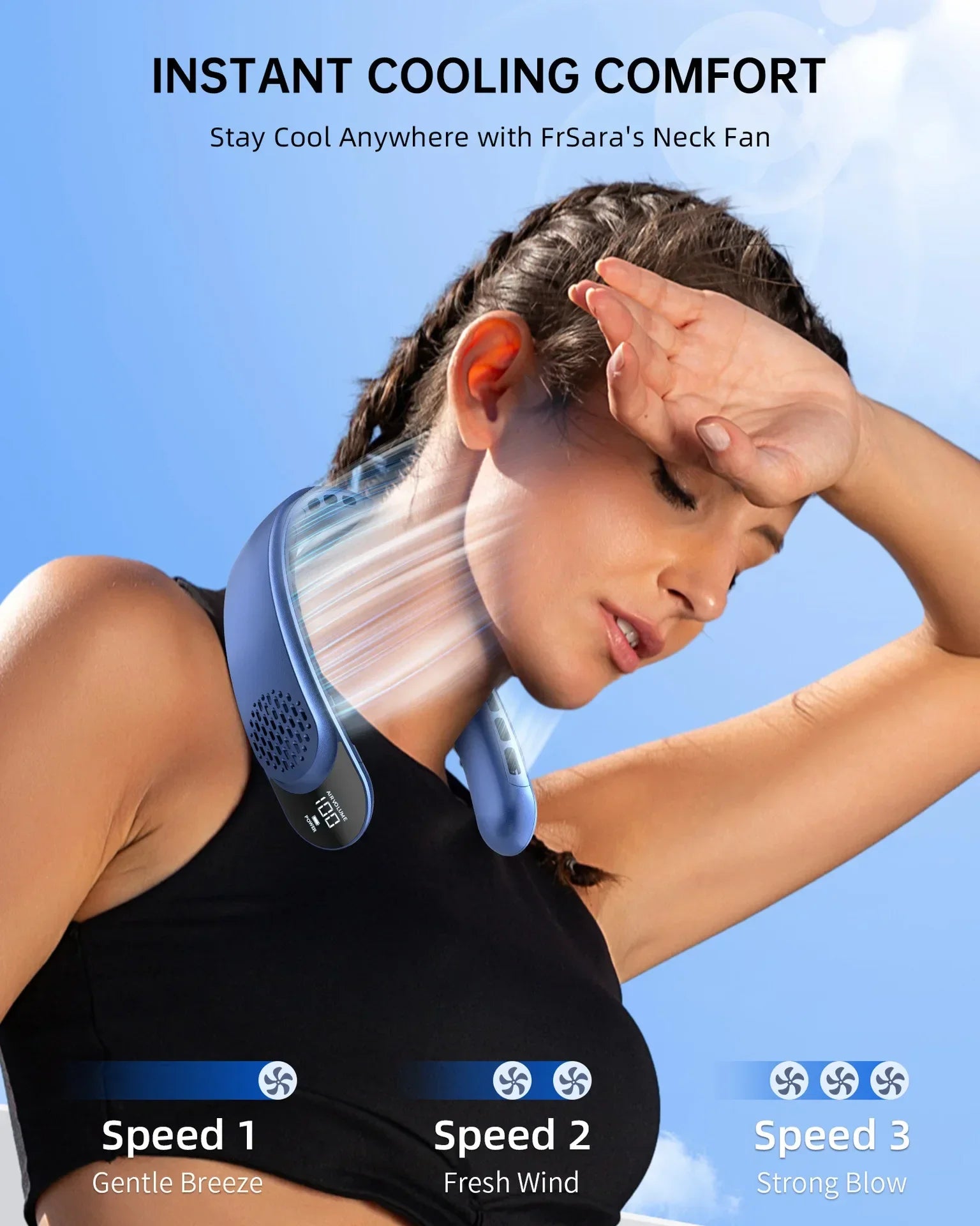 Ventilador de Cuello Portátil 4000mAh con 3 Velocidades