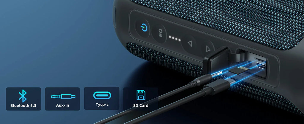 Ortizan Altavoz Bluetooth Estéreo Portátil IPX7 LED