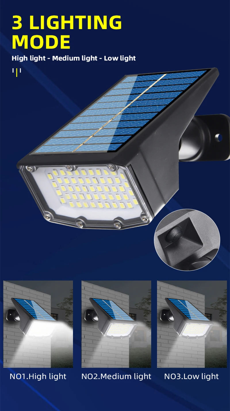 Lámpara Solar 53LED con energía Solar, foco Solar ajustable en el suelo IP65, luz de pared de paisaje impermeable, iluminación exterior, 1/2 Uds.