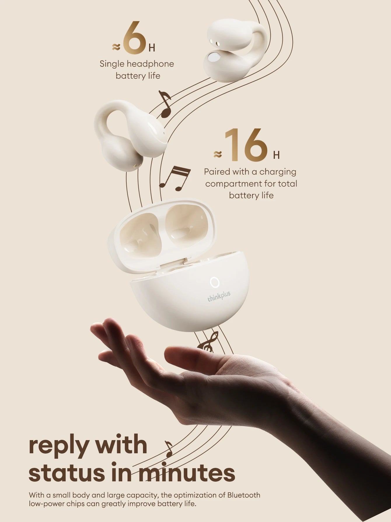 Auriculares Lenovo LP25 OWS Bluetooth 5.4 con Clip Inalámbricos