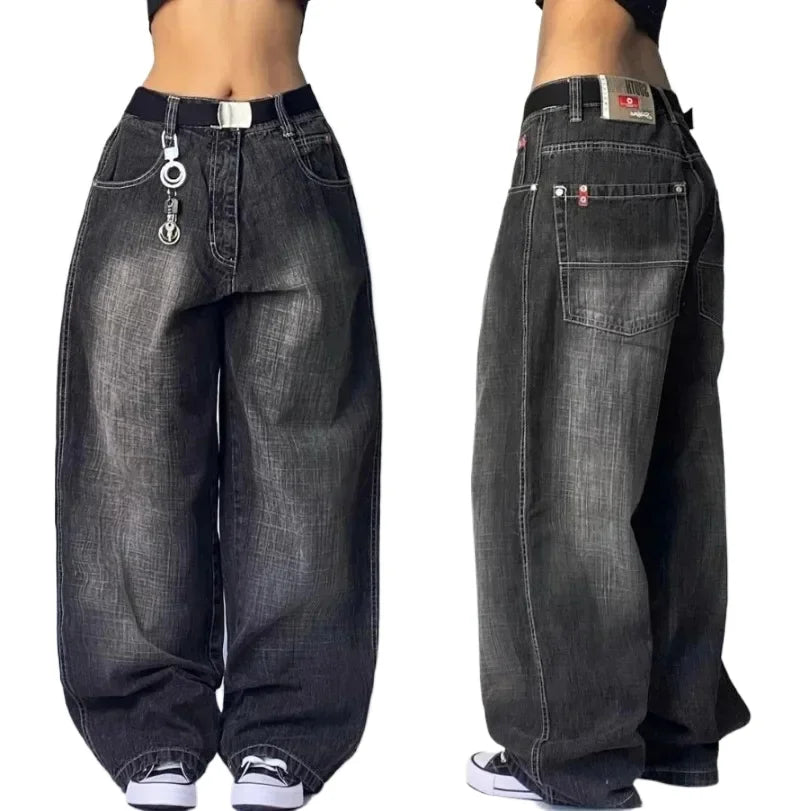 Pantalones Vaqueros Holgados Vintage de Pierna Ancha Y2K para Mujer