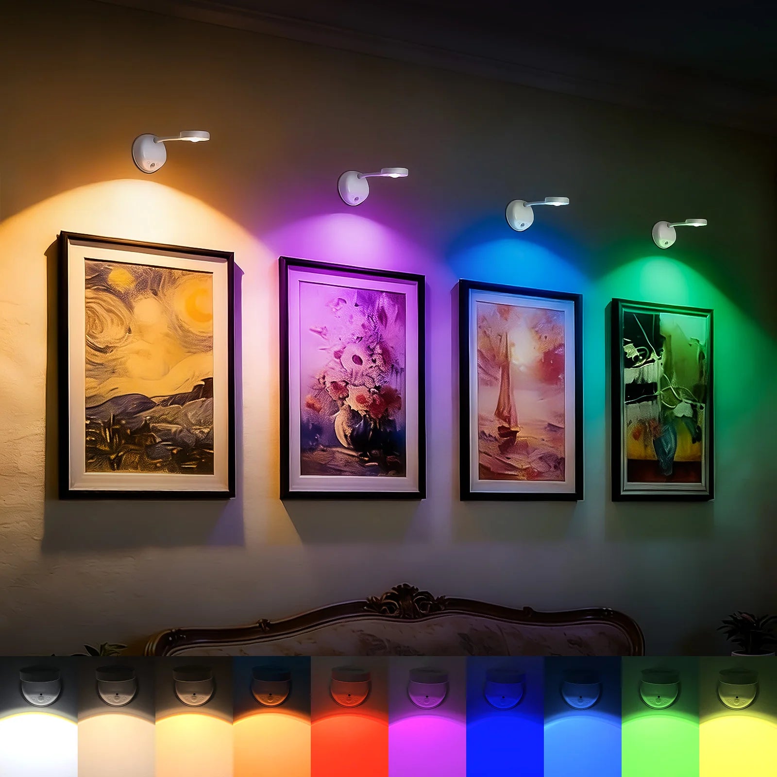 Lámpara de Pared LED RGB con Sensor, 16 Colores