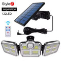 Lámpara Solar 4 Cabezales 122LED 3000 Lúmenes Sensor de Movimiento