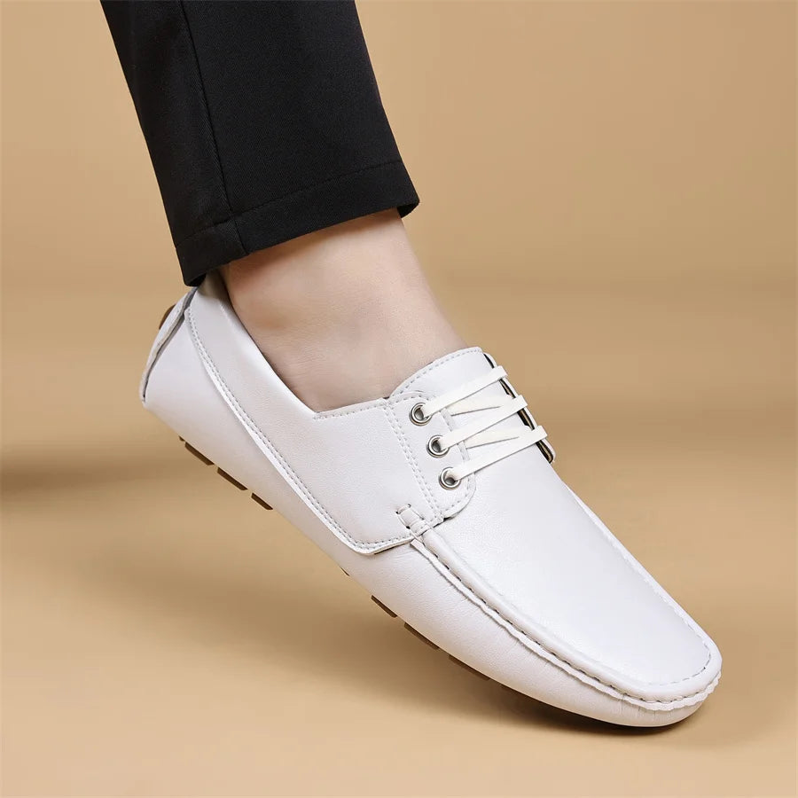 Zapatos Casuales de Piel Sintética Hechos a Mano para Hombre, Antideslizantes, Mocasines Cómodos para Conducir, Zapatos de Vestir para Oficina