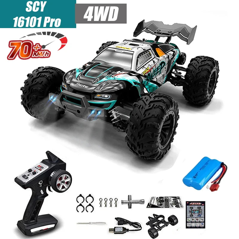 Coche RC MJX VS SCY 16101 16102 PRO 4WD 70Km/h 1/16 de Alta Velocidad, Monster Truck Todoterreno con Control Remoto, Vehículo Eléctrico