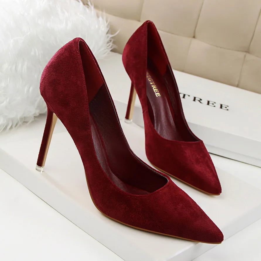 Zapatos de Tacón Alto 9cm para Mujer - Gamuza, Tallas Grandes