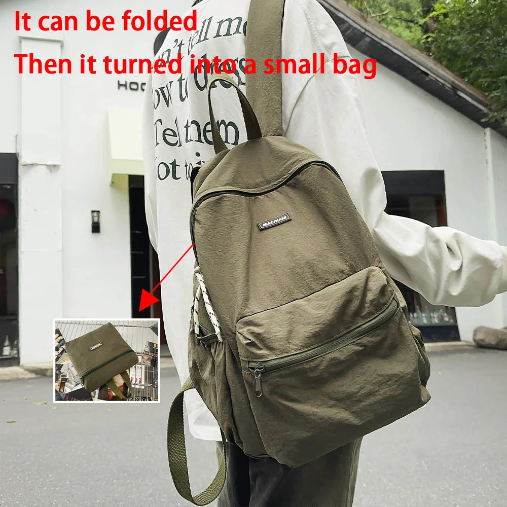 2025 nueva mochila plegable para mujer, mochila de gran capacidad, mochila de ordenador versión coreana Simple