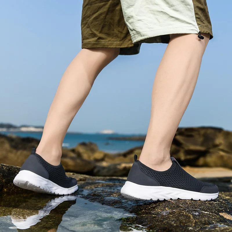 YRZL, zapatillas de deporte para hombre, zapatos informales de malla transpirable para mujer, mocasines antideslizantes de talla grande para exteriores, zapatos de tenis ligeros para caminar para hombre