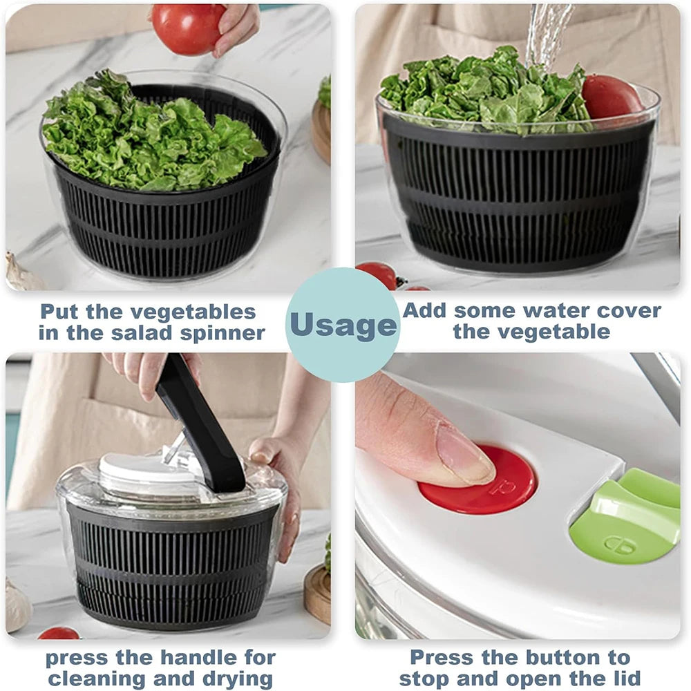 LMETJMA-girador de ensalada de 3L, tazón de ensalada grande con tapa, fácil de presionar con una sola mano, Spinner para ensalada, lavadora, secadora, mezclador escurridor JT249